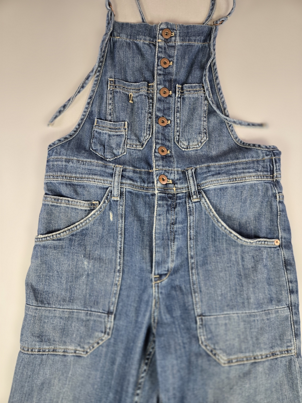 Anthropologie Pilcro The Painters Denim Distressed Boho Overalls Size 27 - Picture 2 of 12